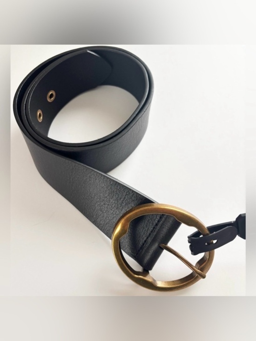 Black‎ Vegan Leather Gold Buckle Belt